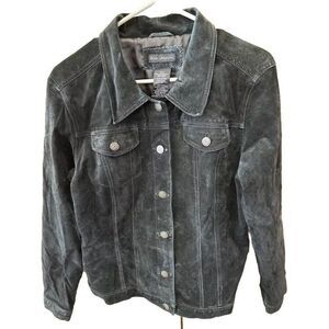 For Joseph Black Suede Buttons Jacket M Vintage Collared Pockets Lined